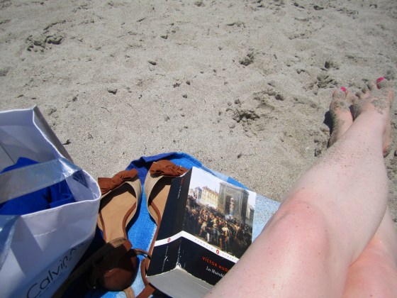 Big book, burned legs, and beach!