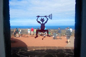 Symbol of the island on the restaurant window