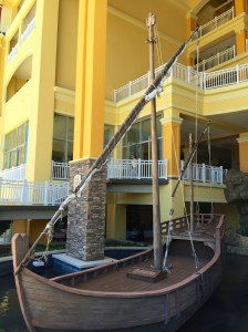 Boat outside the lobby