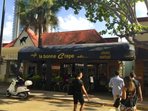 Outside the restaurant