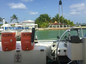 Leaving on the catamaran