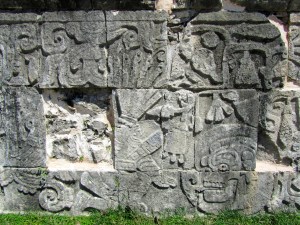 Carvings showing the decapitated player